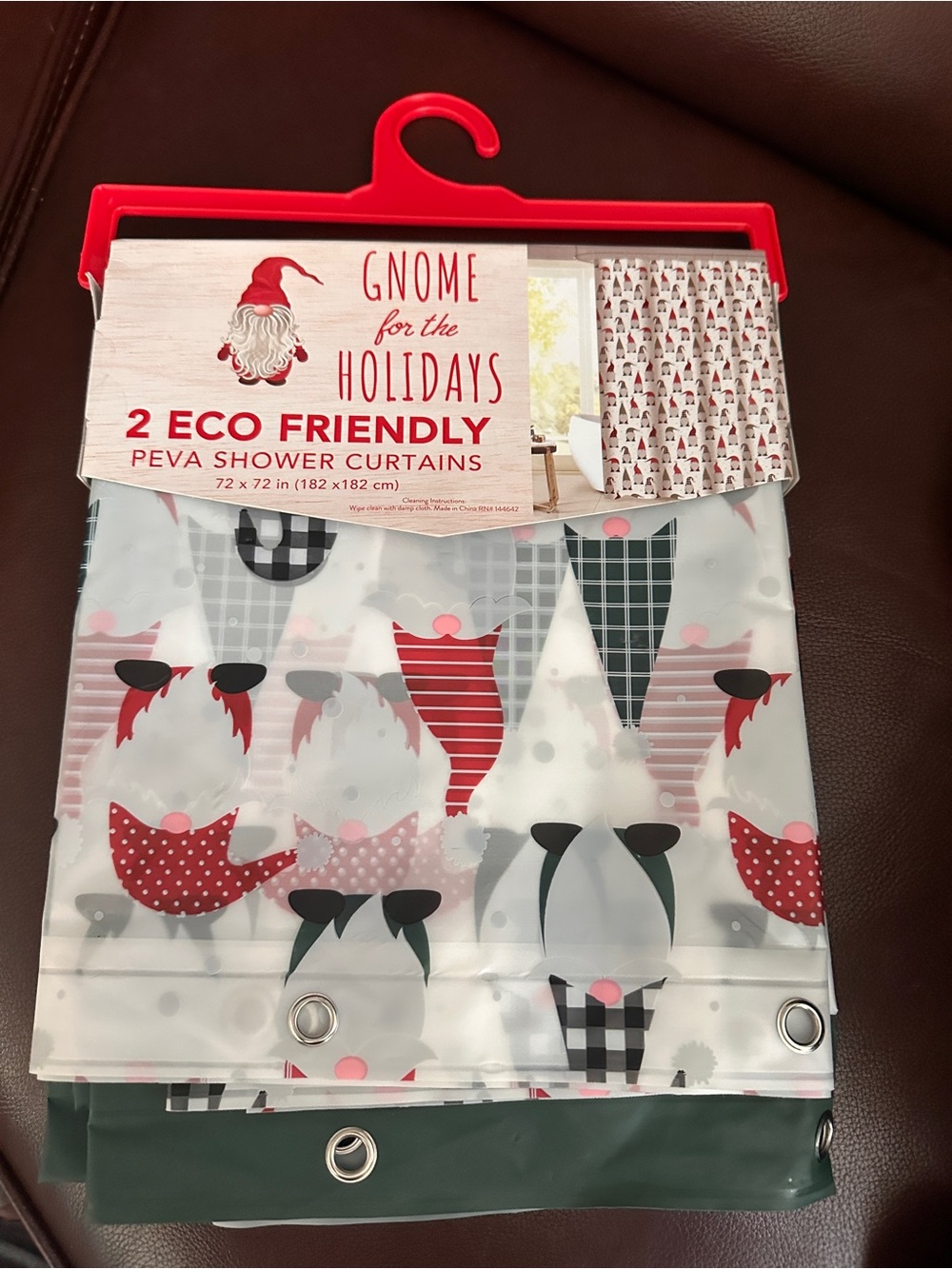 Gnome for the Holidays Eco-Friendly Red & Green PEVA Shower Curtain